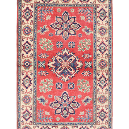 Kazak 3' 0" X 4' 11" Hand Knotted Wool Rug 3' 0" X 4' 11" (91 X 150) / Red / Wool