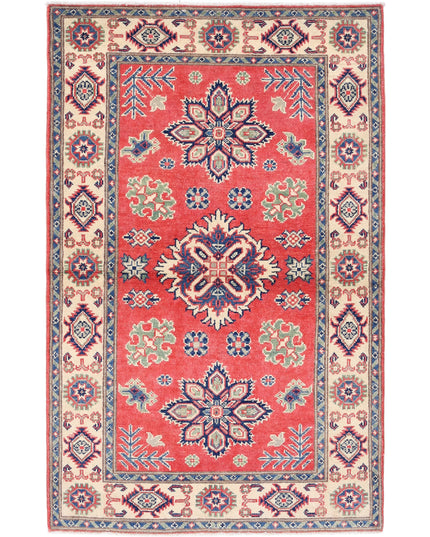 Kazak 3' 0" X 4' 11" Hand Knotted Wool Rug 3' 0" X 4' 11" (91 X 150) / Red / Wool