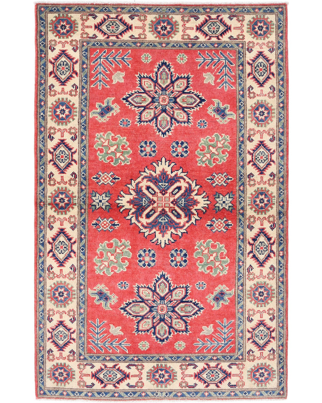 Kazak 3' 0" X 4' 11" Hand Knotted Wool Rug 3' 0" X 4' 11" (91 X 150) / Red / Wool
