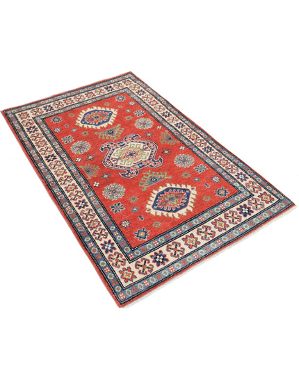 Kazak 3' 3" X 4' 10" Hand Knotted Wool Rug 3' 3" X 4' 10" (99 X 147) / Red / Wool