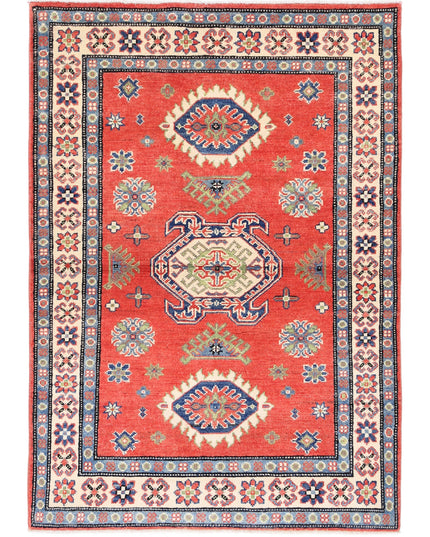 Kazak 3' 3" X 4' 10" Hand Knotted Wool Rug 3' 3" X 4' 10" (99 X 147) / Red / Wool