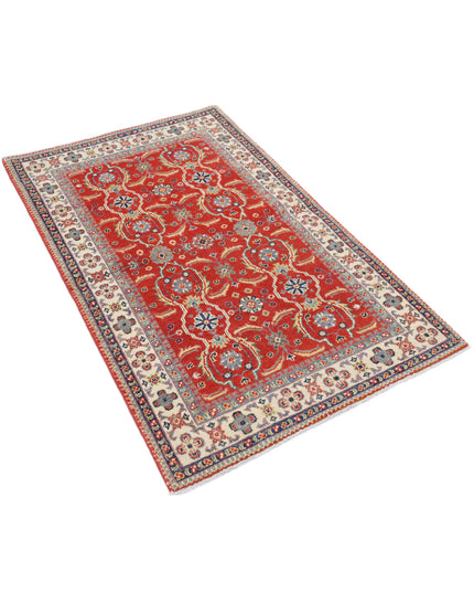 Kazak 3' 1" X 4' 9" Hand Knotted Wool Rug 3' 1" X 4' 9" (94 X 145) / Red / Wool
