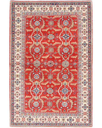 Kazak 3' 1" X 4' 9" Hand Knotted Wool Rug 3' 1" X 4' 9" (94 X 145) / Red / Wool