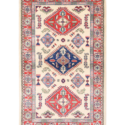 Kazak 3' 1" X 5' 2" Hand Knotted Wool Rug 3' 1" X 5' 2" (94 X 158) / Ivory / Wool
