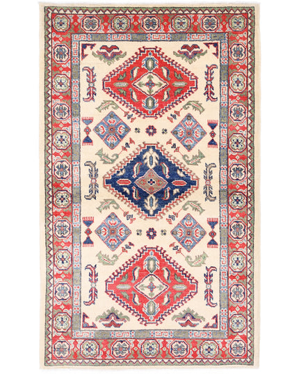 Kazak 3' 1" X 5' 2" Hand Knotted Wool Rug 3' 1" X 5' 2" (94 X 158) / Ivory / Wool