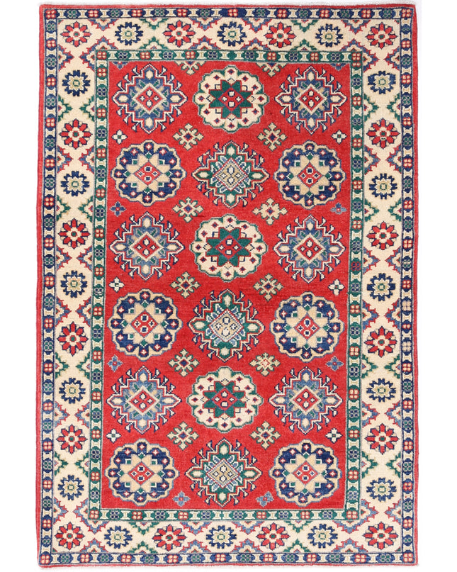 Kazak 3' 3" X 4' 11" Hand Knotted Wool Rug 3' 3" X 4' 11" (99 X 150) / Red / Wool