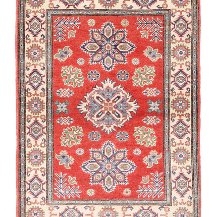 Kazak 3' 3" X 4' 9" Hand Knotted Wool Rug 3' 3" X 4' 9" (99 X 145) / Red / Wool
