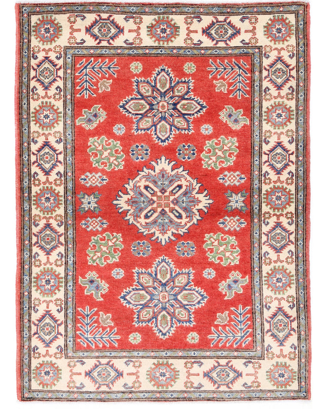 Kazak 3' 3" X 4' 9" Hand Knotted Wool Rug 3' 3" X 4' 9" (99 X 145) / Red / Wool