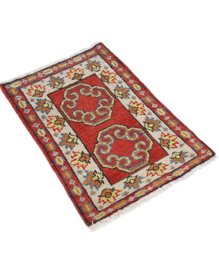 Kazak 1' 7" X 2' 3" Hand Knotted Wool Rug 1' 7" X 2' 3" (48 X 69) / Red / Wool