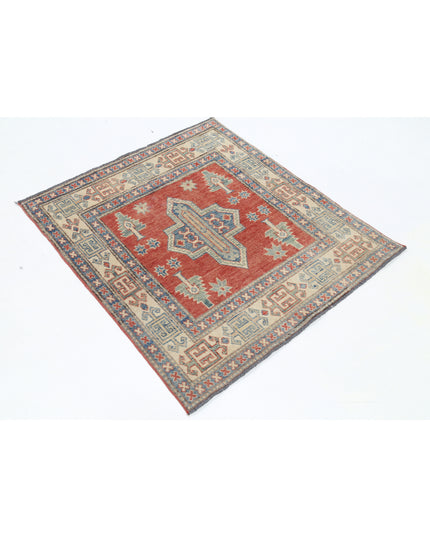 Kazak 3' 2" X 3' 5" Hand Knotted Wool Rug 3' 2" X 3' 5" (97 X 104) / Red / Wool