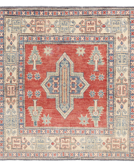 Kazak 3' 2" X 3' 5" Hand Knotted Wool Rug 3' 2" X 3' 5" (97 X 104) / Red / Wool