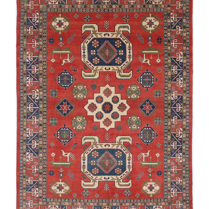Kazak 9' 7" X 13' 10" Hand Knotted Wool Rug 9' 7" X 13' 10" (292 X 422) / Red / Wool
