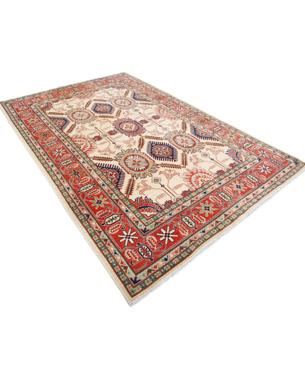 Kazak 6' 5" X 9' 8" Hand Knotted Wool Rug 6' 5" X 9' 8" (196 X 295) / Ivory / Wool