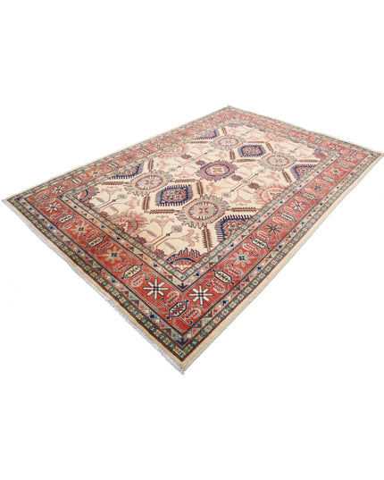 Kazak 6' 5" X 9' 8" Hand Knotted Wool Rug 6' 5" X 9' 8" (196 X 295) / Ivory / Wool