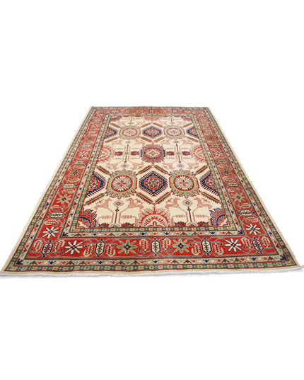 Kazak 6' 5" X 9' 8" Hand Knotted Wool Rug 6' 5" X 9' 8" (196 X 295) / Ivory / Wool