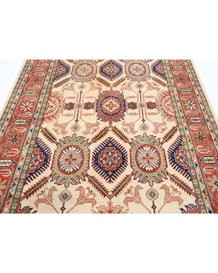 Kazak 6' 5" X 9' 8" Hand Knotted Wool Rug 6' 5" X 9' 8" (196 X 295) / Ivory / Wool