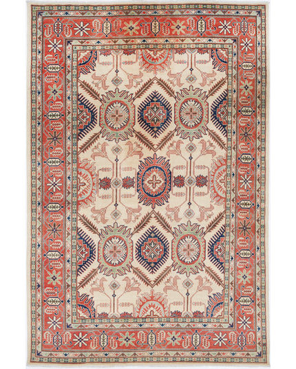 Kazak 6' 5" X 9' 8" Hand Knotted Wool Rug 6' 5" X 9' 8" (196 X 295) / Ivory / Wool