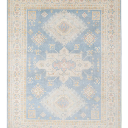 Kazak 8' 9" X 11' 9" Hand Knotted Wool Rug 8' 9" X 11' 9" (267 X 358) / Blue / Wool