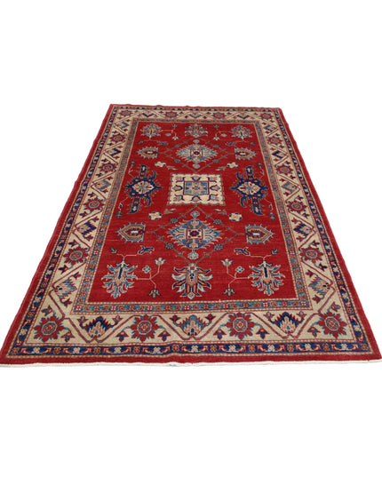 Kazak 5' 0" X 7' 9" Hand Knotted Wool Rug 5' 0" X 7' 9" (152 X 236) / Red / Wool