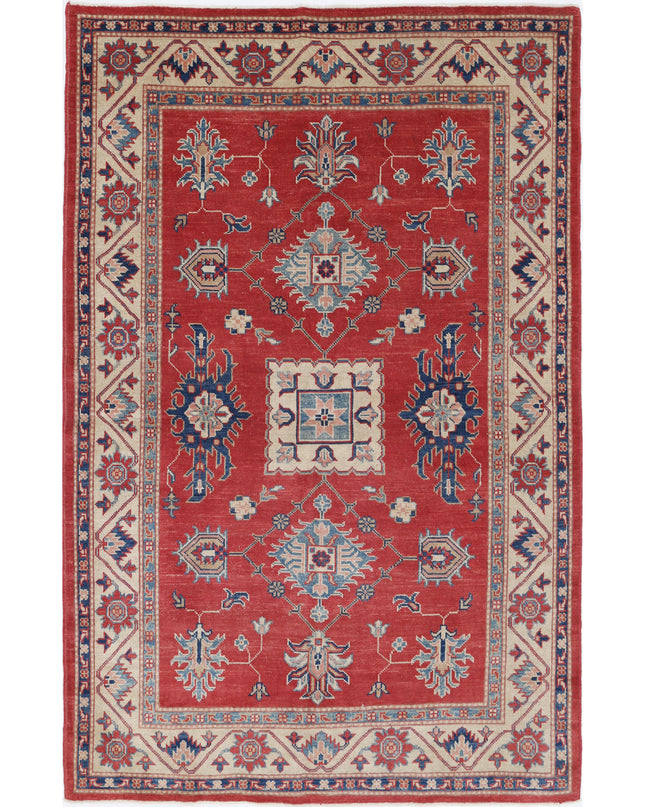 Kazak 5' 0" X 7' 9" Hand Knotted Wool Rug 5' 0" X 7' 9" (152 X 236) / Red / Wool
