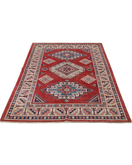 Kazak 4' 11" X 6' 0" Hand Knotted Wool Rug 4' 11" X 6' 0" (150 X 183) / Red / Wool