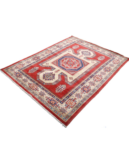 Kazak 4' 11" X 6' 5" Hand Knotted Wool Rug 4' 11" X 6' 5" (150 X 196) / Red / Wool