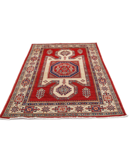 Kazak 4' 11" X 6' 5" Hand Knotted Wool Rug 4' 11" X 6' 5" (150 X 196) / Red / Wool