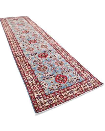 Kazak 4' 0" X 14' 5" Hand Knotted Wool Rug 4' 0" X 14' 5" (122 X 440) / Blue / Wool