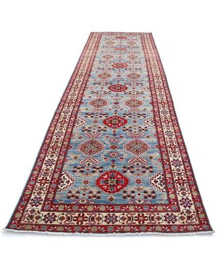 Kazak 4' 0" X 14' 5" Hand Knotted Wool Rug 4' 0" X 14' 5" (122 X 440) / Blue / Wool