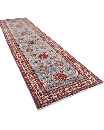 Kazak 4' 1" X 14' 4" Hand Knotted Wool Rug 4' 1" X 14' 4" (124 X 437) / Blue / Wool