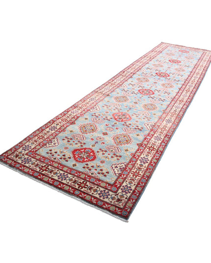 Kazak 4' 1" X 14' 4" Hand Knotted Wool Rug 4' 1" X 14' 4" (124 X 437) / Blue / Wool