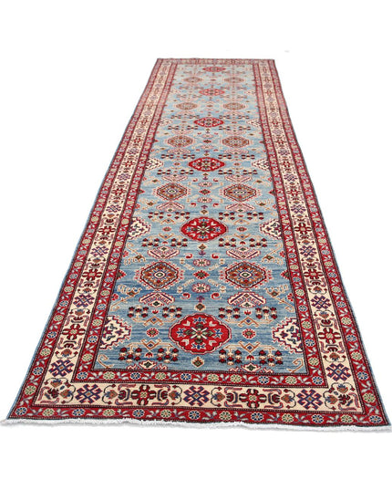 Kazak 4' 1" X 14' 4" Hand Knotted Wool Rug 4' 1" X 14' 4" (124 X 437) / Blue / Wool