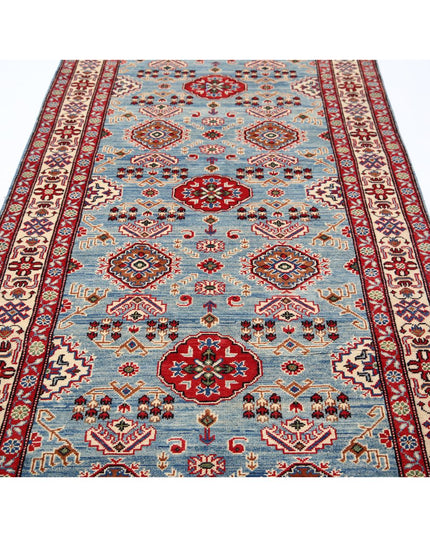 Kazak 4' 1" X 14' 4" Hand Knotted Wool Rug 4' 1" X 14' 4" (124 X 437) / Blue / Wool