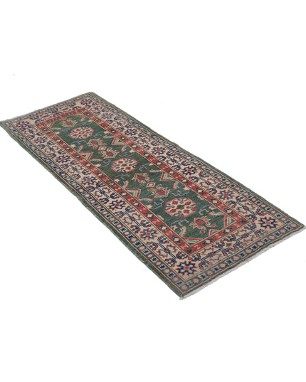 Kazak 2' 1" X 5' 8" Hand Knotted Wool Rug 2' 1" X 5' 8" (63 X 173) / Green / Wool