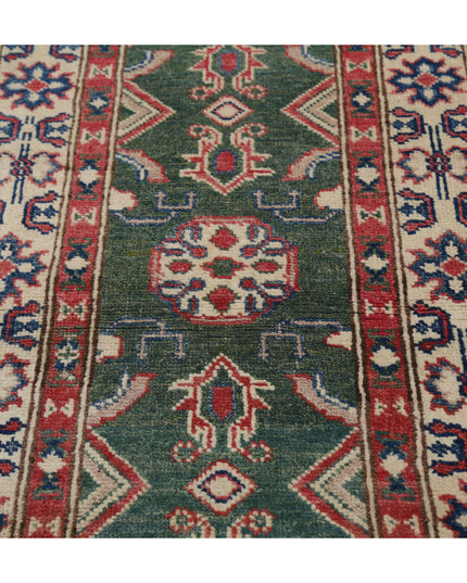 Kazak 2' 1" X 5' 8" Hand Knotted Wool Rug 2' 1" X 5' 8" (63 X 173) / Green / Wool