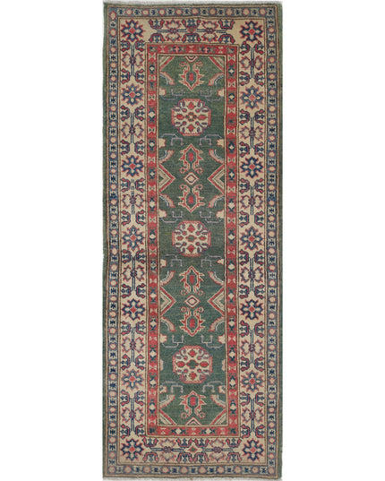 Kazak 2' 1" X 5' 8" Hand Knotted Wool Rug 2' 1" X 5' 8" (63 X 173) / Green / Wool