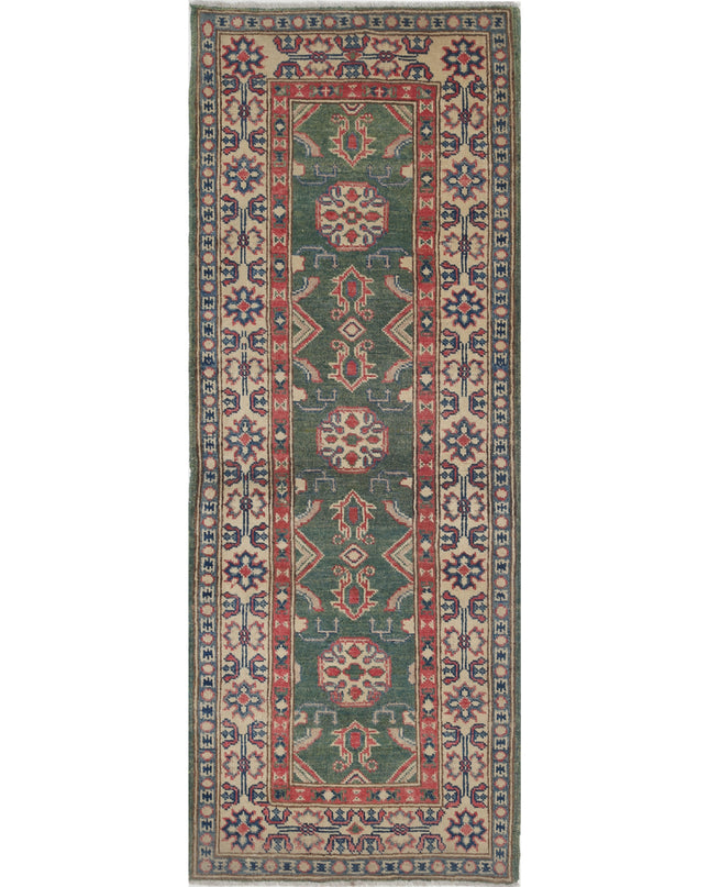 Kazak 2' 1" X 5' 8" Hand Knotted Wool Rug 2' 1" X 5' 8" (63 X 173) / Green / Wool