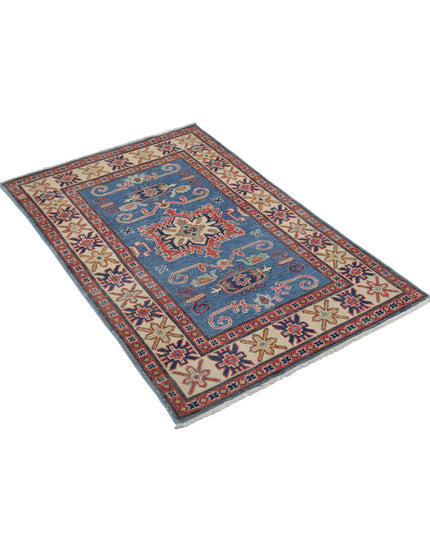 Kazak 2' 10" X 4' 8" Hand Knotted Wool Rug 2' 10" X 4' 8" (86 X 142) / Blue / Wool