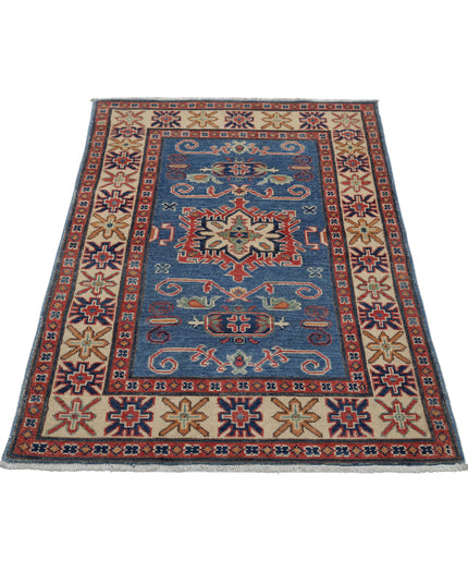 Kazak 2' 10" X 4' 8" Hand Knotted Wool Rug 2' 10" X 4' 8" (86 X 142) / Blue / Wool