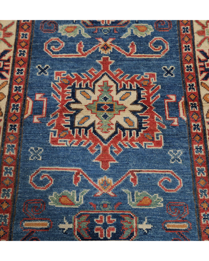 Kazak 2' 10" X 4' 8" Hand Knotted Wool Rug 2' 10" X 4' 8" (86 X 142) / Blue / Wool