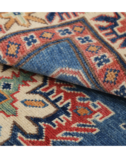 Kazak 2' 10" X 4' 8" Hand Knotted Wool Rug 2' 10" X 4' 8" (86 X 142) / Blue / Wool