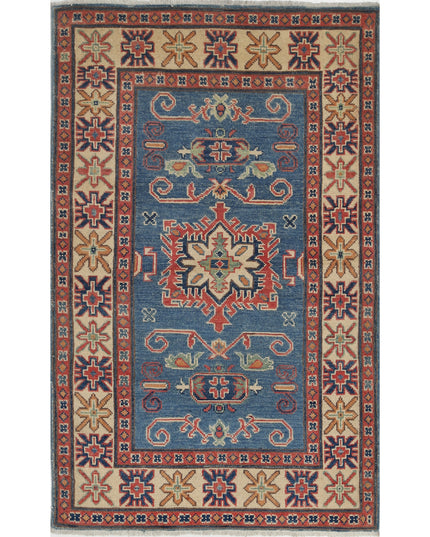 Kazak 2' 10" X 4' 8" Hand Knotted Wool Rug 2' 10" X 4' 8" (86 X 142) / Blue / Wool