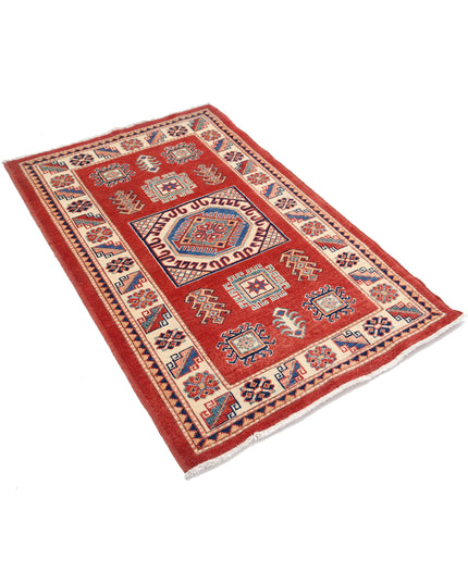 Kazak 3' 2" X 5' 0" Hand Knotted Wool Rug 3' 2" X 5' 0" (97 X 152) / Red / Wool