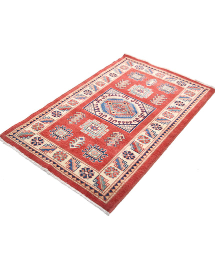 Kazak 3' 2" X 5' 0" Hand Knotted Wool Rug 3' 2" X 5' 0" (97 X 152) / Red / Wool