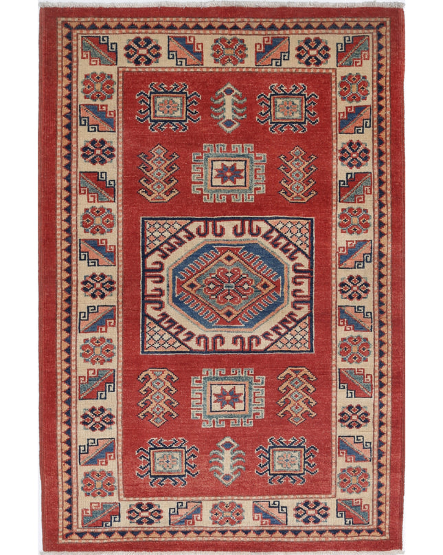 Kazak 3' 2" X 5' 0" Hand Knotted Wool Rug 3' 2" X 5' 0" (97 X 152) / Red / Wool