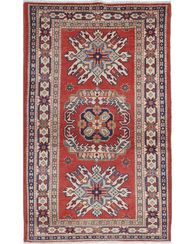 Kazak 2' 11" X 4' 11" Hand Knotted Wool Rug 2' 11" X 4' 11" (89 X 150) / Red / Wool