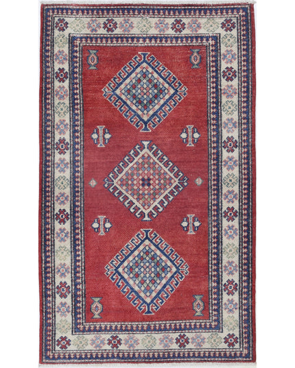 Kazak 2' 11" X 4' 11" Hand Knotted Wool Rug 2' 11" X 4' 11" (89 X 150) / Red / Wool