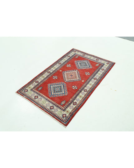 Kazak 3' 0" X 4' 9" Hand Knotted Wool Rug 3' 0" X 4' 9" (91 X 145) / Red / Wool