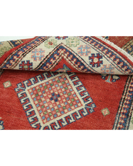 Kazak 3' 0" X 4' 9" Hand Knotted Wool Rug 3' 0" X 4' 9" (91 X 145) / Red / Wool