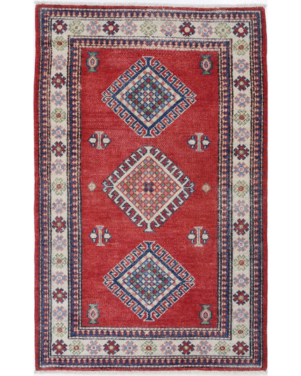 Kazak 3' 0" X 4' 9" Hand Knotted Wool Rug 3' 0" X 4' 9" (91 X 145) / Red / Wool